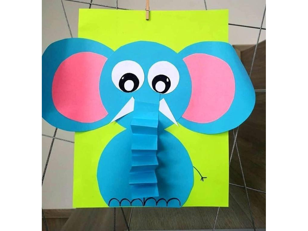 Поделки из цветной бумаги "Забавный слон и милые гусенички"